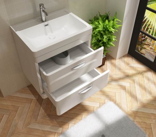 Apollo 600 Wall Hung Unit and Polymarble Basin White - Image 4