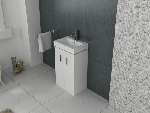 Cube 450mm Cloakroom Unit and basin - White - Image 3