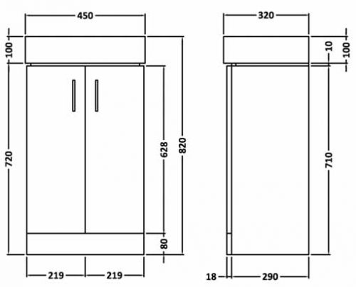 Cube 450mm Cloakroom Unit and basin - White - Image 2