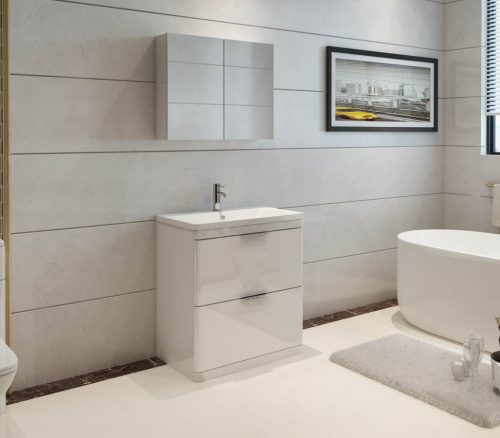 Comet 750 Waterproof Vanity with ceramic Basin- White - Image 3