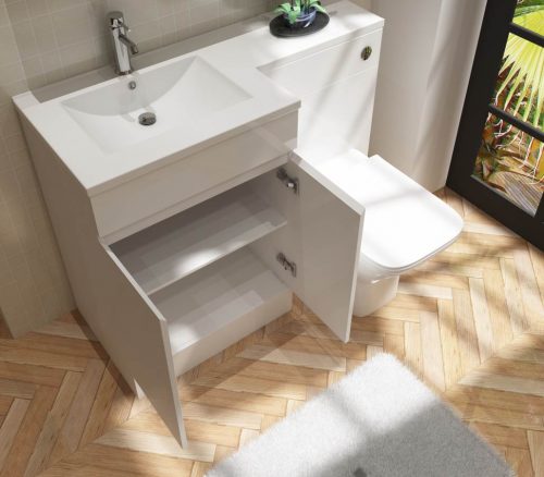 Neptune 1100 White L Shape Furniture Set (600 Unit,500 WC, basin Left Hand) - Image 5